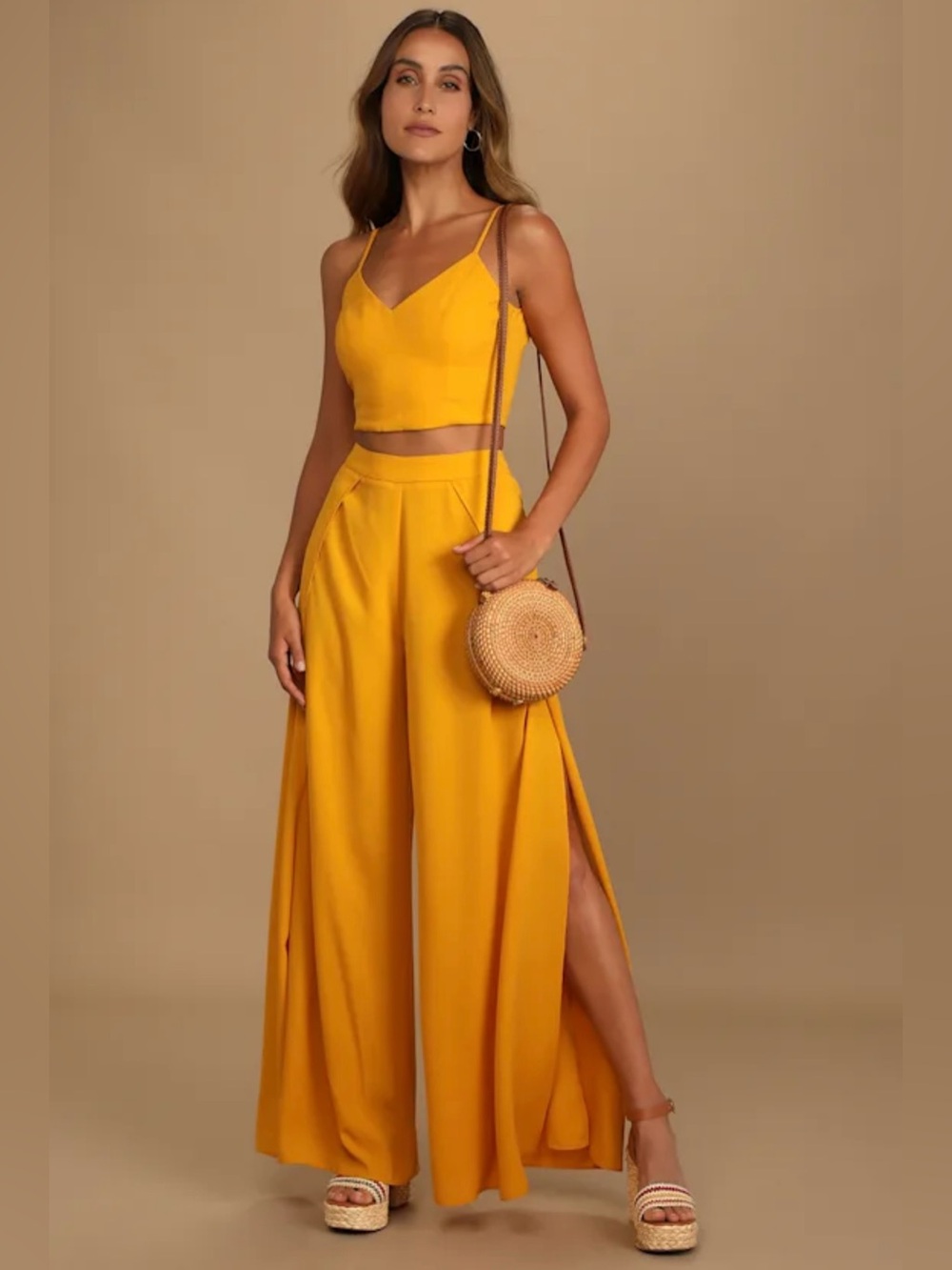 Lulu's Mustard Yellow Out Tonight Two-Piece Jumpsuit